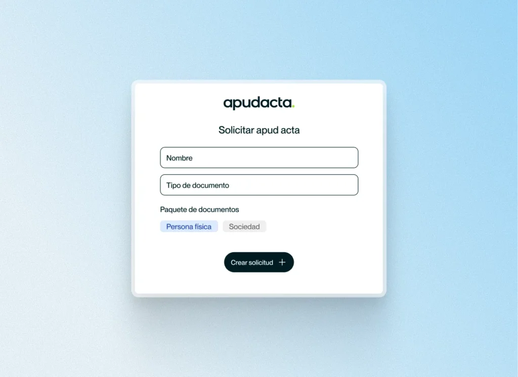 Ejemplo de como crear una solicitud para crear un apud acta
